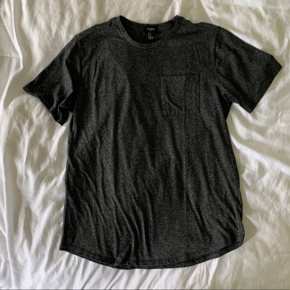 Charcoal gray curved hem tee